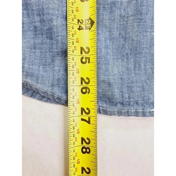 Abercrombie & Fitch Size Small Blue Denim Long Sleeve Logo Tag L/S Muscle Shirt - Picture 7 of 8